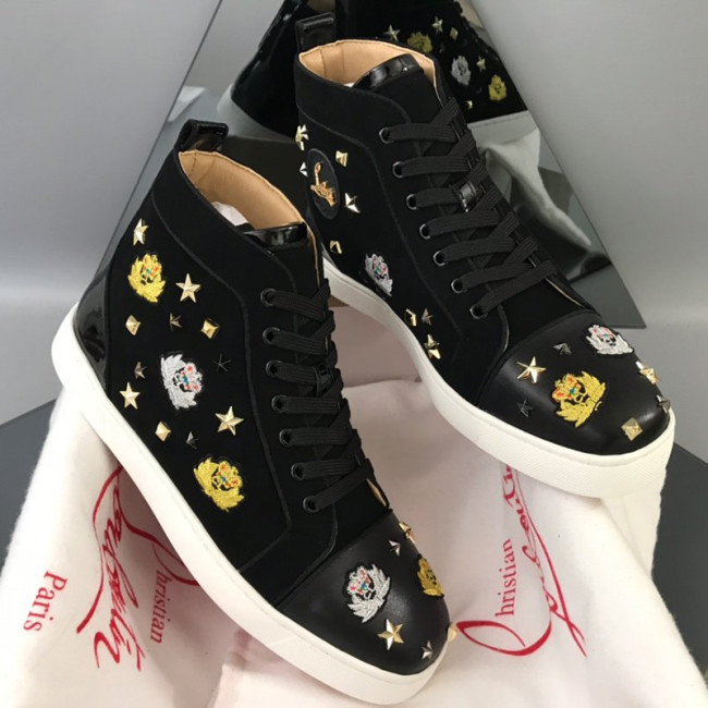 Christian Louboutin Mens Shoes Luxury Brand Red Bottom Design Louis Junior Spikes Flat with Original Box CL sneakers Whatapp