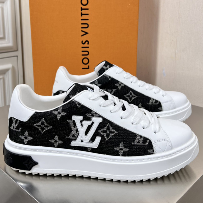 Louis Vuitton Mens Shoes Sneakers Lace-Up Luxury Brand Fashion TIME OUT SNEAKER with Original Box Whatapp