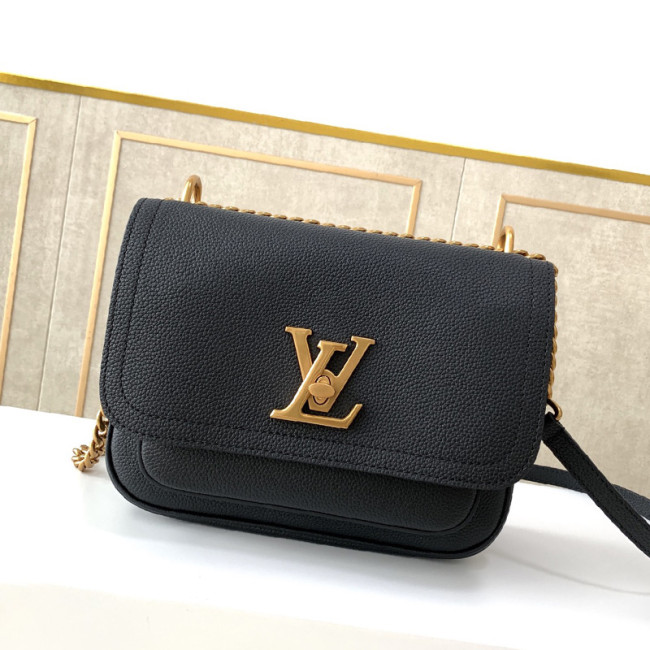 Louis Vuitton Womens Bags Messenger Shoulder Bags LOCKME CHAIN BAG Luxury Brand with Original Box Black Grained calf leather M57073 Whatapp