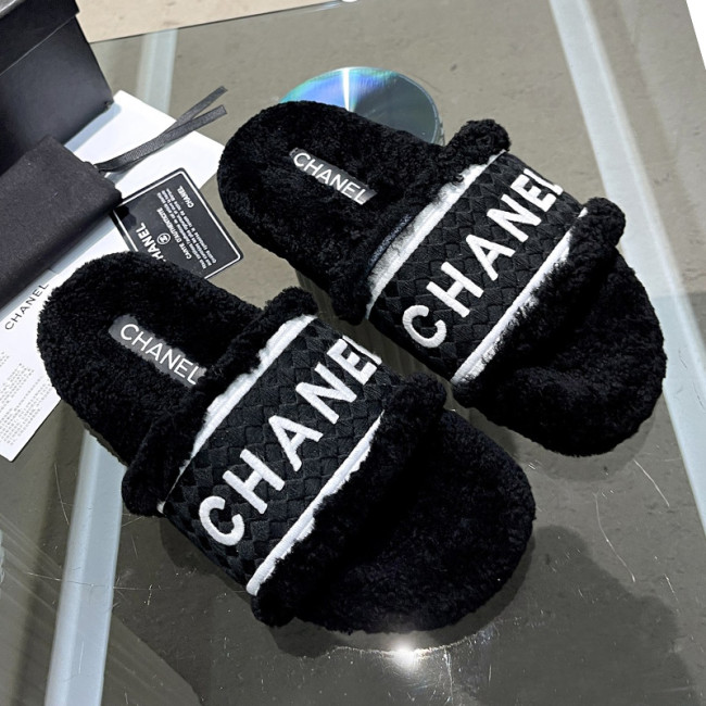 Chanel Womens Shoes Slippers Luxury Brand Winter Plus Velvet Design with Original Box Whatapp