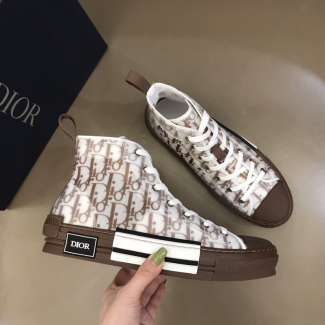 Dior Women Shoes Sneakers Casual Luxury Brand B23 HIGH-TOP SNEAKER Coffee Dior Oblique Canvas with Original Box 3SH118ZMK_H761 Whatapp