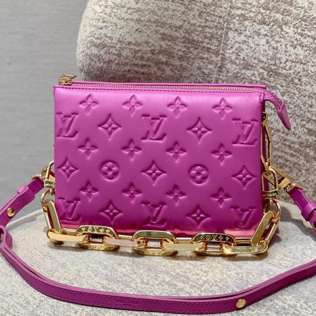 Louis Vuitton Womens Bags Messenger Shoulder Bags Luxury Brand COUSSIN BB M59396 with Original Box Orchidee Purple Monogram-embossed puffy lambskin Whatapp