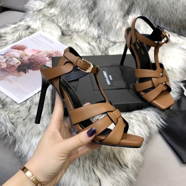 Saint Laurent YSL Womens Shoes TRIBUTE SANDALS IN SMOOTH LEATHER 10cm Whatapp