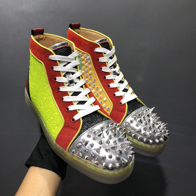 Christian Louboutin Mens Shoes Luxury Brand Red Bottom Design Louis Junior Spikes Flat with Original Box CL sneakers Whatapp