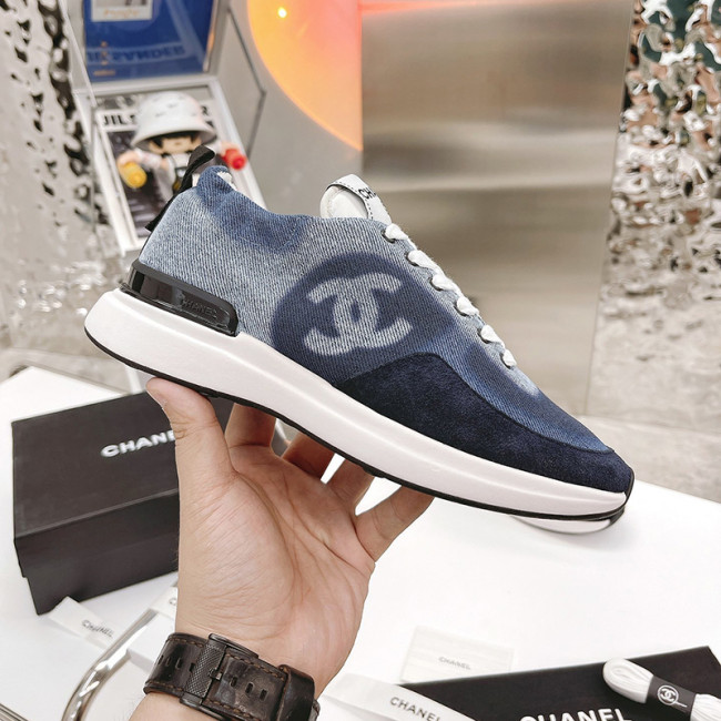 Chanel Womens Shoes Sneakers Denim & Suede Calfskin Blue G37494 Y55237 K2847 Fashion Sneakers for Women with Original Box Whatapp