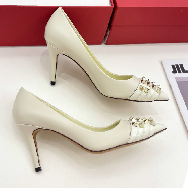 Valentino Womens Shoes ROCKSTUD SLINGBACK PUMP WITH SCULPTED HEEL IN KIDSKIN with Original Box 8cm Heel Design Whatapp