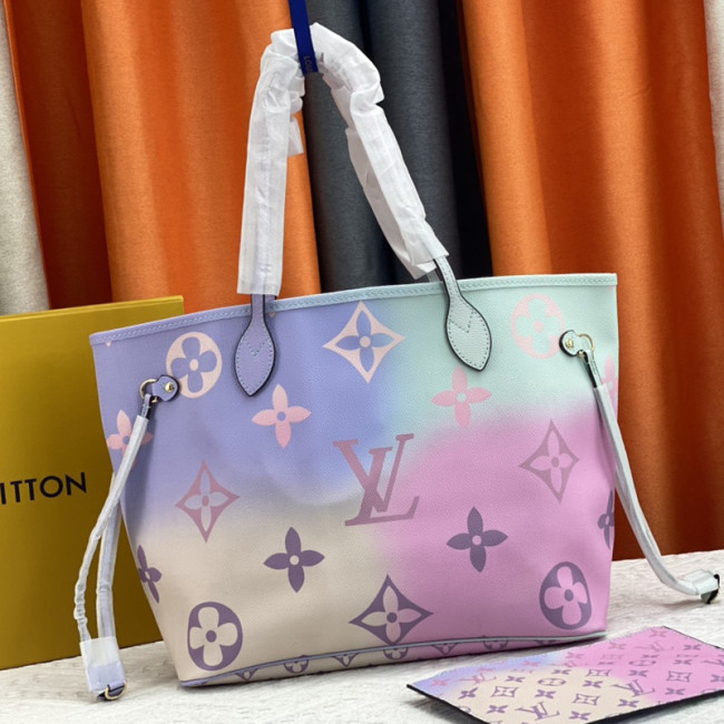 Louis Vuitton Womens Bags Handbags Luxury Brand Fashion Type NEVERFULL MM M46077 Sunrise Pastel Monogram coated canvas Whatapp