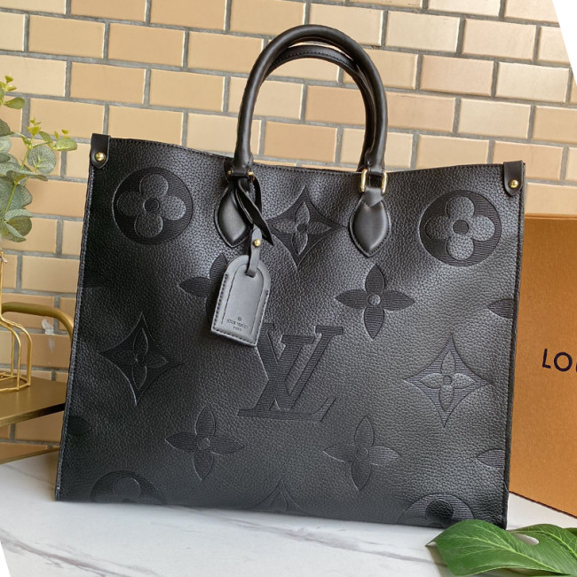 Louis Vuitton Womens Bags Handbags Luxury Brand LV ONTHEGO GM M44925 Black Monogram Empreinte Giant embossed, supple, grained cowhide leather Whatapp