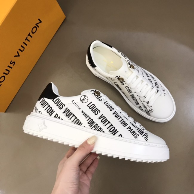 Louis Vuitton Women Shoes Sneakers Lace-Up Luxury Brand Fashion TIME OUT SNEAKER White Monogram-debossed calf leather with Original Box 1A9D2F Whatapp