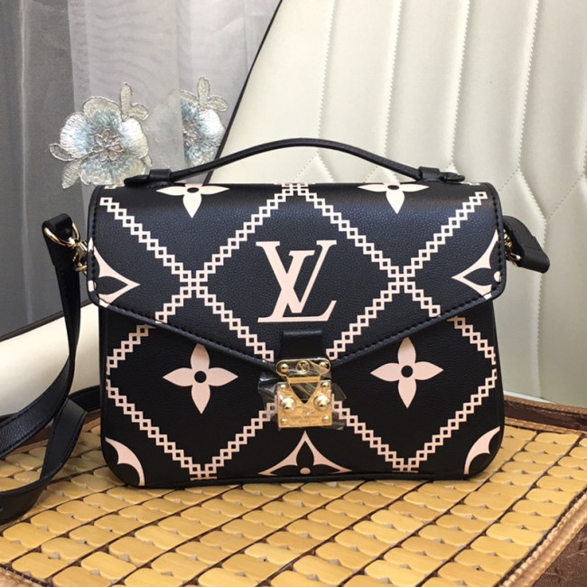 Louis Vuitton Womens Bags Crossbody Bag POCHETTE MÉTIS Black / Pink / Beige Embroidered embossed supple grained cowhide leather with Original Box M46028 Whatapp