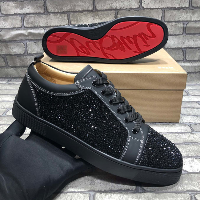 Christian Louboutin Mens Shoes Luxury Brand Red Bottom Design Louis Junior Spikes Flat with Original Box CL sneakers Whatapp