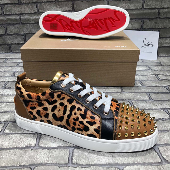 Christian Louboutin Mens Shoes Luxury Brand Red Bottom Design Louis Junior Spikes Flat with Original Box CL sneakers Whatapp