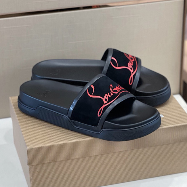 Christian Louboutin CL Men Shoes Slippers Luxury Brand Red Botton Mens Slides with Original Box Whatapp