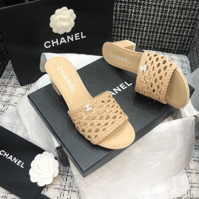 Chanel Womens Shoes Mule Weave Thick Heel Sandals Whatapp