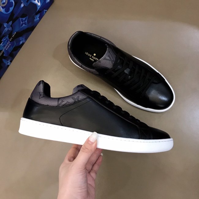 Louis Vuitton Men Shoes Fashion Casual Fashion Sneakers Luxury Black Luxembourg Sneaker 1A80YW Black Calf leather and Monogram Reverse canvas Whatapp