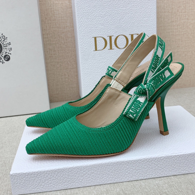 Dior Women Shoes Pumps Luxury Design Fashion Type 9.5cm High Heel Shoes for Wedding Style J'ADIOR SLINGBACK PUMP Cotton Fabric with Original Box Whatapp