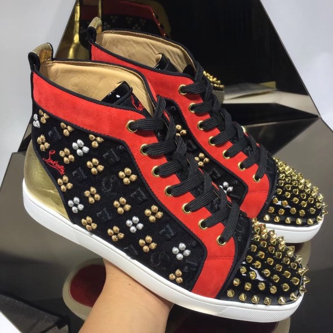 Christian Louboutin Mens Shoes Luxury Brand Red Bottom Design Louis Junior Spikes Flat with Original Box CL sneakers Whatapp