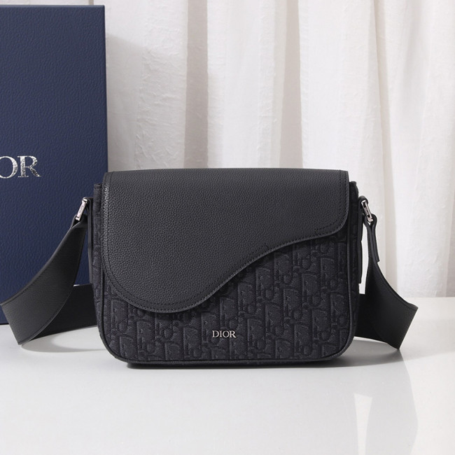 Dior Mens Bags Shoulder Messenger Bags Luxury Brand Dior MINI SADDLE MESSENGER BAG Black Dior Oblique Jacquard and Grained Calfskin with Original Box Whatapp