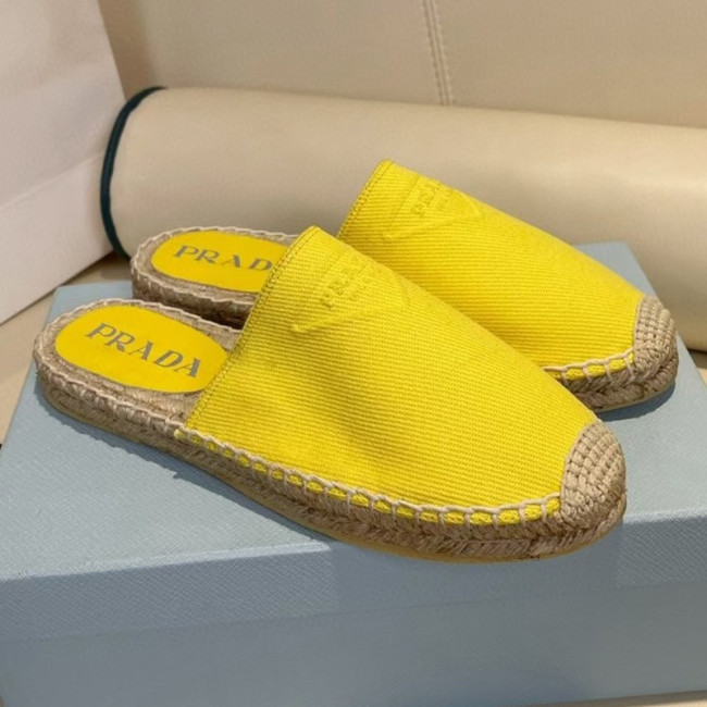 Prada Womens Shoes Casual Luxury Brand Breathable Hemp espadrilles Shoes Sandals Slippers with Original Box Whatapp