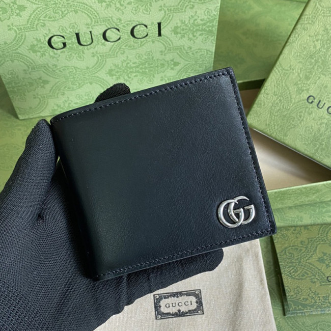 Gucci Men Womens Purses Wallets Luxury Brand Black Leather GG Marmont leather bi-fold wallet with Original Box 428726 0YK0N 1000 Whatapp