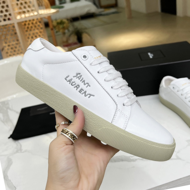 Yves Saint Laurent YSL Women Shoes Casual Luxury Brand COURT CLASSIC SL/06 EMBROIDERED SNEAKERS IN LEATHER with Original Box 61064908G109061 Whatapp