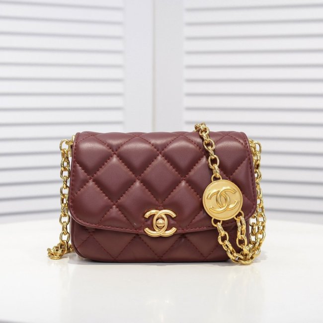 Chanel Womens Bags Small Flap bag Lambskin & Gold-Tone Metal Purple Whatapp