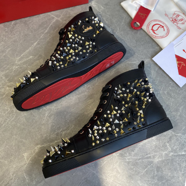 Christian Louboutin Mens Shoes Luxury Brand Red Bottom Design Louis Junior Spikes Flat with Original Box CL sneakers Whatapp