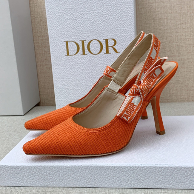 Dior Women Shoes Pumps Luxury Design Fashion Type 9.5cm High Heel Shoes for Wedding Style J'ADIOR SLINGBACK PUMP Cotton Fabric with Original Box Whatapp