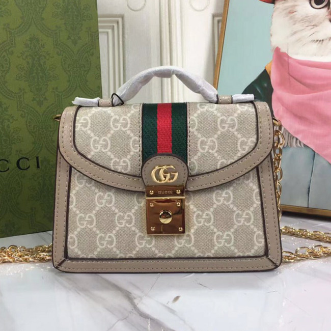 Gucci Womens Bags Shoulder Messenger Bag Luxury Brand Gucci Ophidia GG mini shoulder bag in beige and white canvas with Original Box 696180 UULAG 9682 Whatapp