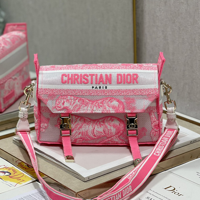 Dior Womens Mens Bags Shoulder Bags Luxury Fashion SMALL DIORCAMP BAG Transparent Canvas with Fluorescent Pink Toile de Jouy with Original Box M1241ORVJ_M956 Whatapp