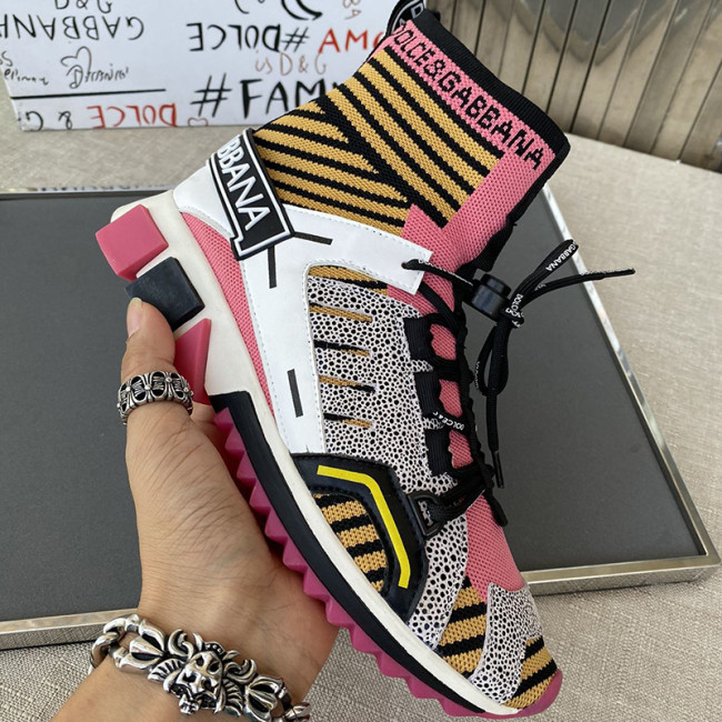 Dolce&Gabbana Women Shoes Sneakers Sorrento High-Top Trekking Sneakers In Multi-Colored Mixed Materials CK1719AA91080995 Whatapp