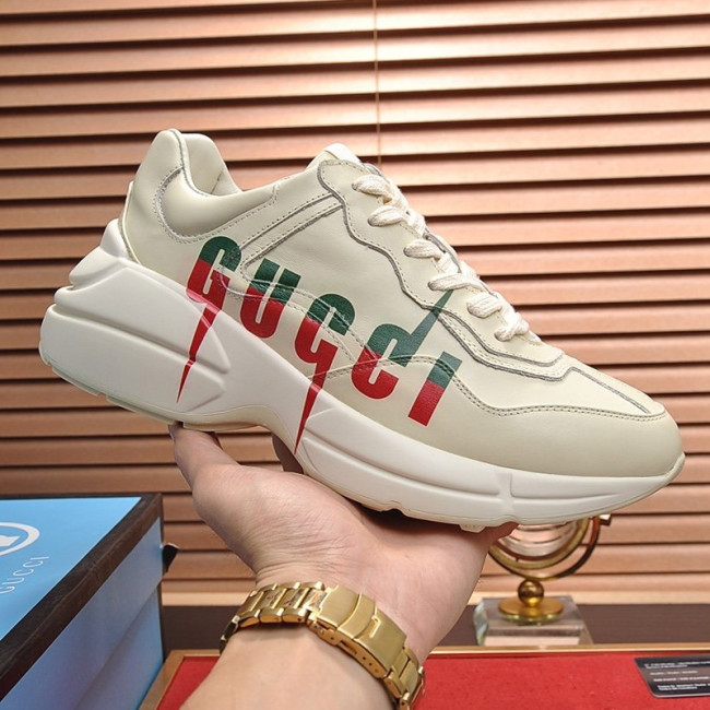 Gucci Women Shoes Women's Rhyton Gucci logo leather sneaker Luxury Brand with Original Box Whatapp