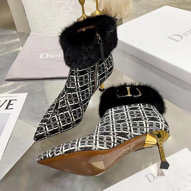 Dior Women Shoes Boots Luxury Brand Design Ankle Boots Length Fashion Type 7cm Heelwith Original Box Whatapp