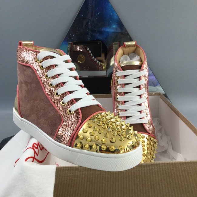 Christian Louboutin Mens Shoes Luxury Brand Red Bottom Design Louis Junior Spikes Flat with Original Box CL sneakers Whatapp