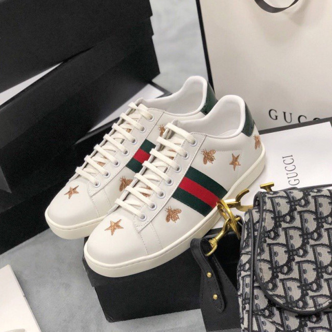 Gucci Womens Shoes Fashion Sneakers Lace-Up Luxury Brand Women's Ace Embroidered Sneaker with Original Box Whatapp