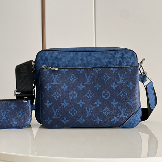 Louis Vuitton Mens Shoulder Bags Luxury Brand Fashion Type TRIO MESSENGER Cobalt Blue Monogram coated canvas and Taiga cowhide leather with Original Box M30848 Whatapp