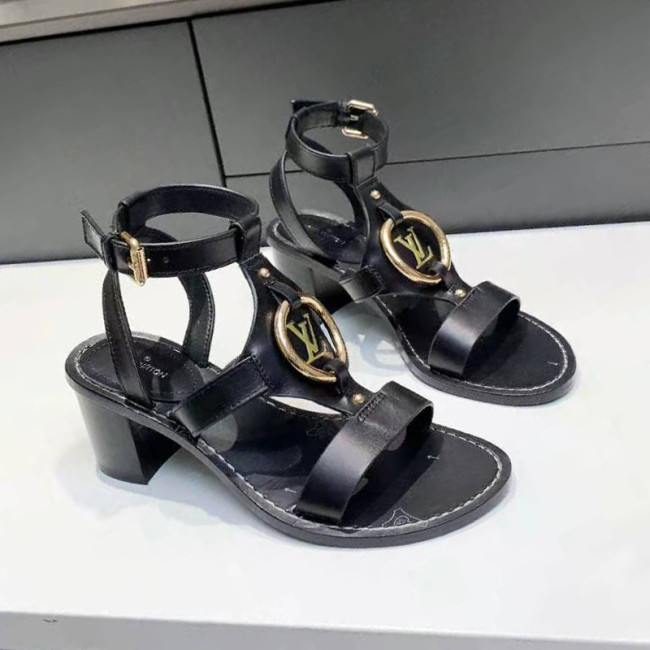 Louis Vuitton Womens Shoes Sandals Luxury Brand Genuine Leather Design FARO SANDAL Noir Black 1A8N63 with Original Box Whatapp