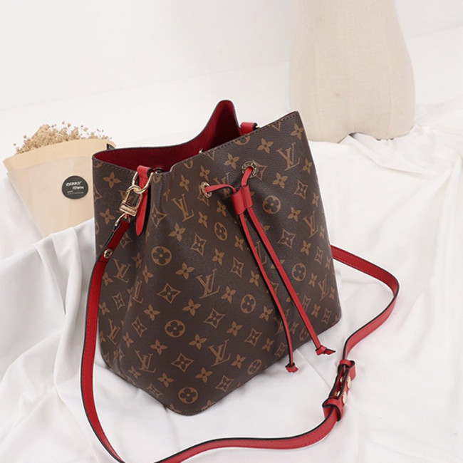 Louis Vuitton Womens Bag Crossbody Design NÉONOÉ MM Coquelicot Red Monogram coated canvas Luxury Brand M44021 Whatapp