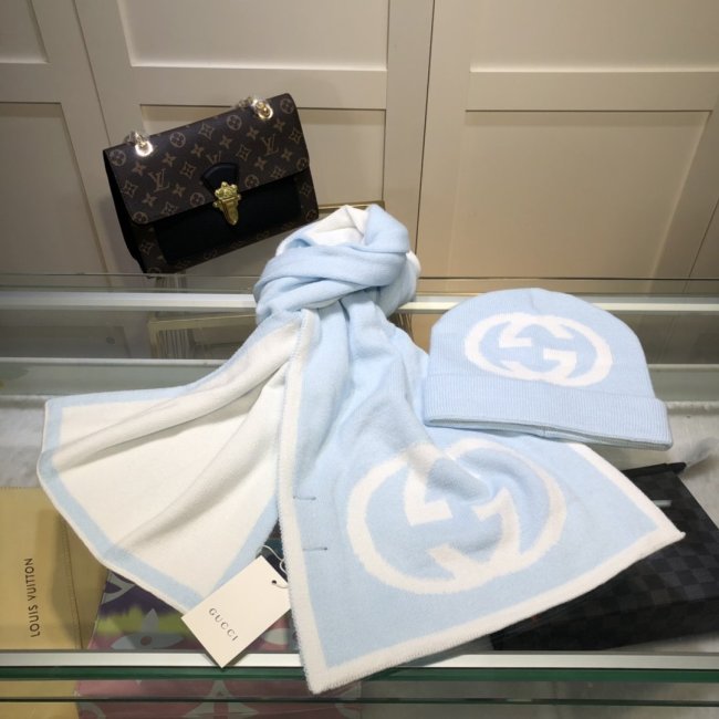 Gucci Scarves Men Womens Fashion Scarf and Hats Set with Original Box Whatapp