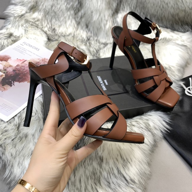 Saint Laurent YSL Womens Shoes TRIBUTE SANDALS IN SMOOTH LEATHER 10cm 620673DWE007660 Whatapp