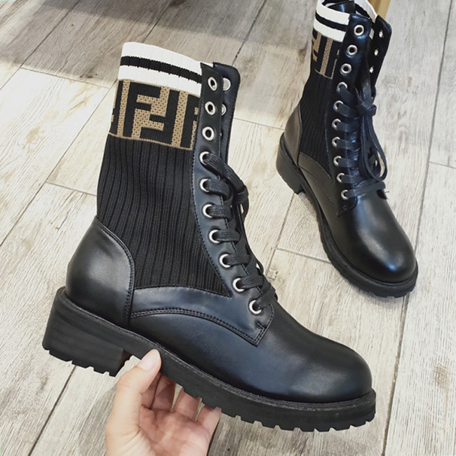 Fendi Women Shoes Boots ANKLE BOOTS Black leather biker boots Whatapp