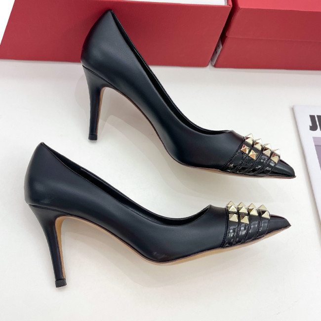 Valentino Womens Shoes ROCKSTUD SLINGBACK PUMP WITH SCULPTED HEEL IN KIDSKIN with Original Box 8cm Heel Design Whatapp