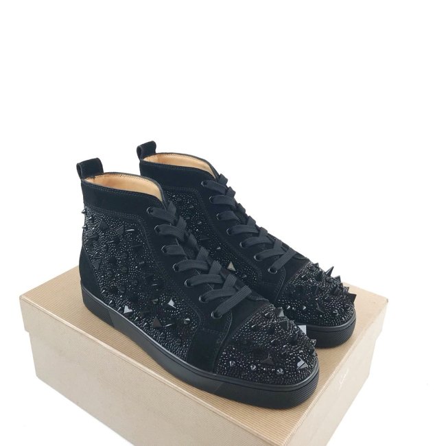 Christian Louboutin Mens Shoes Luxury Brand Red Bottom Design Louis Junior Spikes Flat with Original Box CL sneakers Whatapp