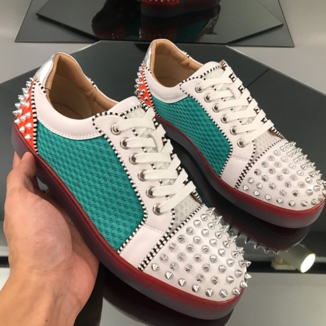 Christian Louboutin Mens Shoes Luxury Brand Red Bottom Design Louis Junior Spikes Flat with Original Box CL sneakers Whatapp