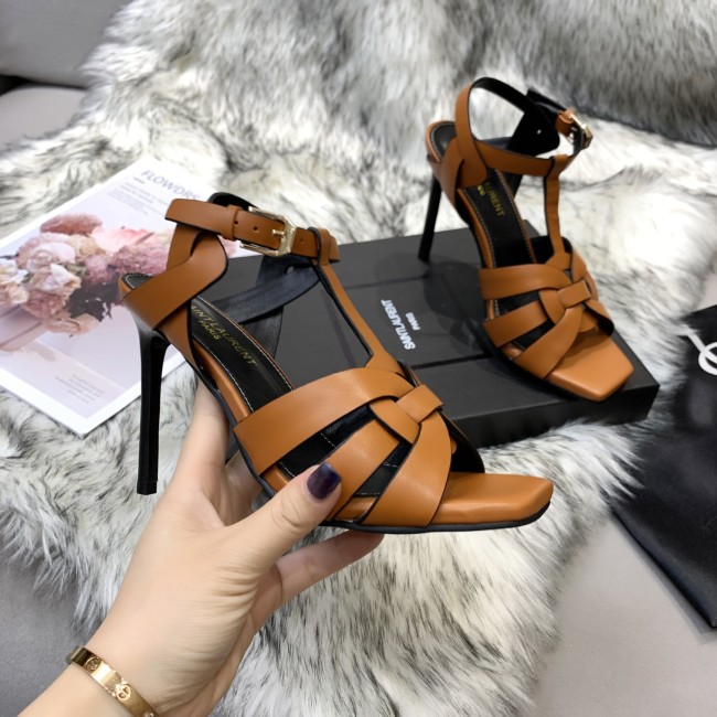 Saint Laurent YSL Womens Shoes TRIBUTE SANDALS IN SMOOTH LEATHER 10cm Whatapp