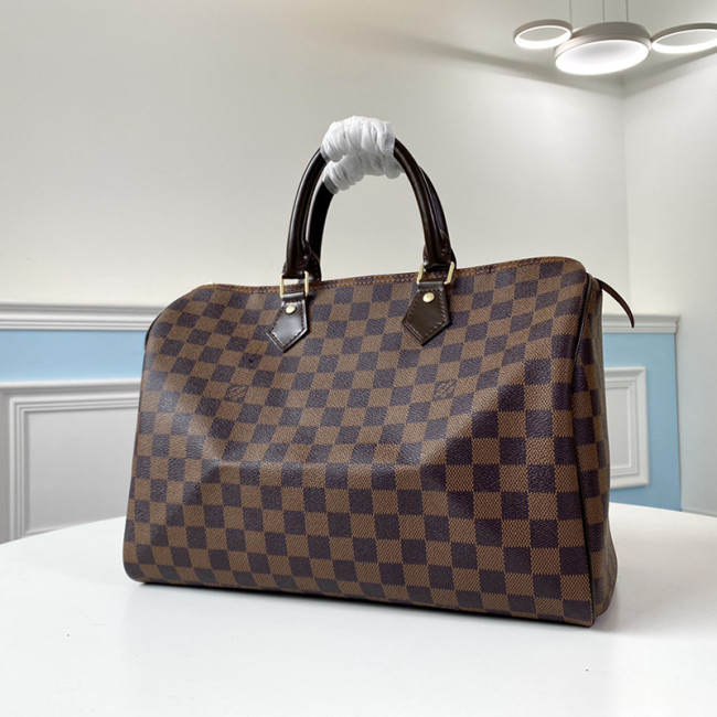 Louis Vuitton Womens Bags Luxury Brand Fashion Type SPEEDY 35 Damier Ebene Canvas with Original Box N41363 Whatapp