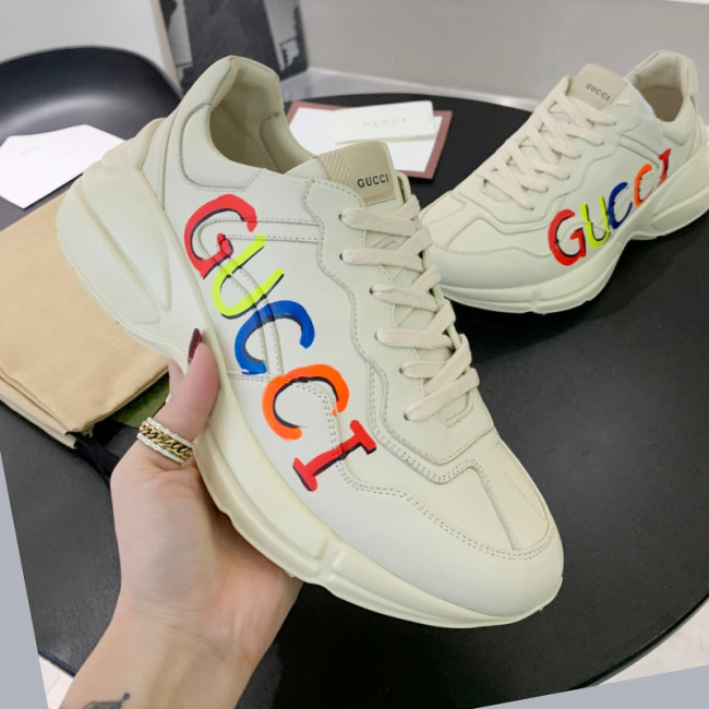 Gucci Mens Shoes Sneakers Luxury Brand Men's Rhyton leather sneaker with Original Box Whatapp