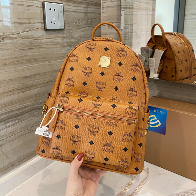 MCM Women Bags Backpacks Luxury Brand Stark Side Studs Backpack in Visetos with Original Box MMK6SVE41CO001 Whatapp