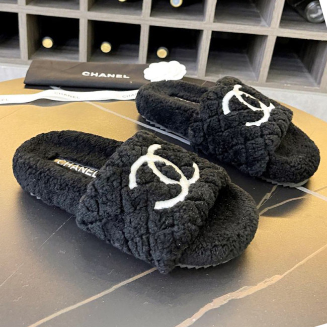 Chanel Womens Shoes Slippers Luxury Brand Winter Plus Velvet Design with Original Box Whatapp