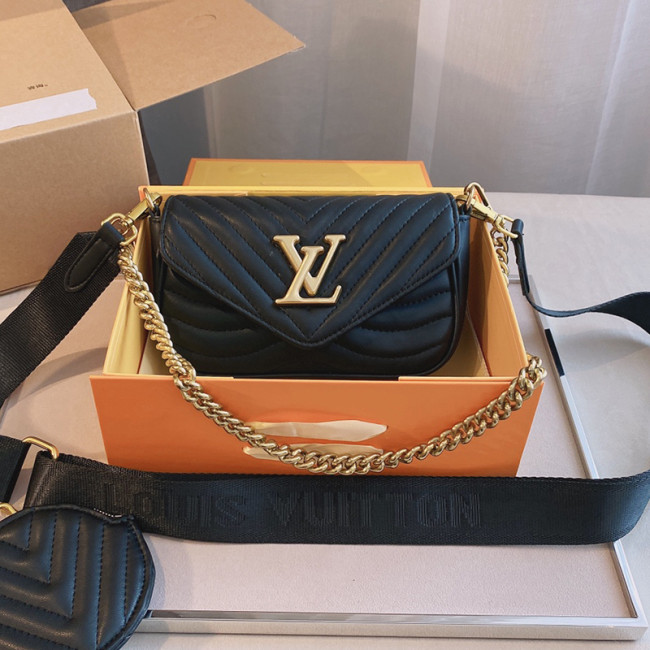 Louis Vuitton Womens Bags Shoulder Bag Luxury Brand LOUIS VUITTON NEW WAVE MULTI-POCHETTE Khaki with Original Box M56471 Whatapp